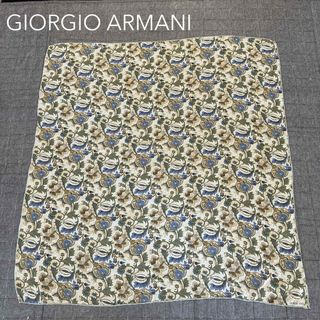 ジョルジオアルマーニ(Giorgio Armani)のGIORGIO ARMANI ジョルジオアルマーニ シルクスカーフ ロゴ 花柄(バンダナ/スカーフ)