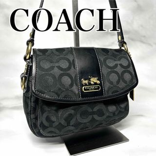 コーチ(COACH)のCOACH コーチ　ショルダーバッグ　シグネチャー　キャンバス　レザー　ブラック(ショルダーバッグ)