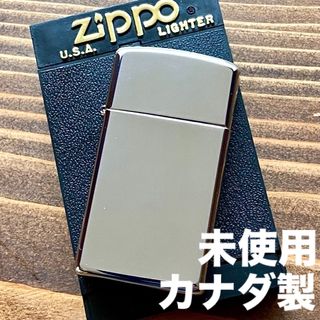 ジッポー(ZIPPO)のZIPPO カナダ製 2002年製造 純正 クロームミラー 無地 スリムジッポー(タバコグッズ)