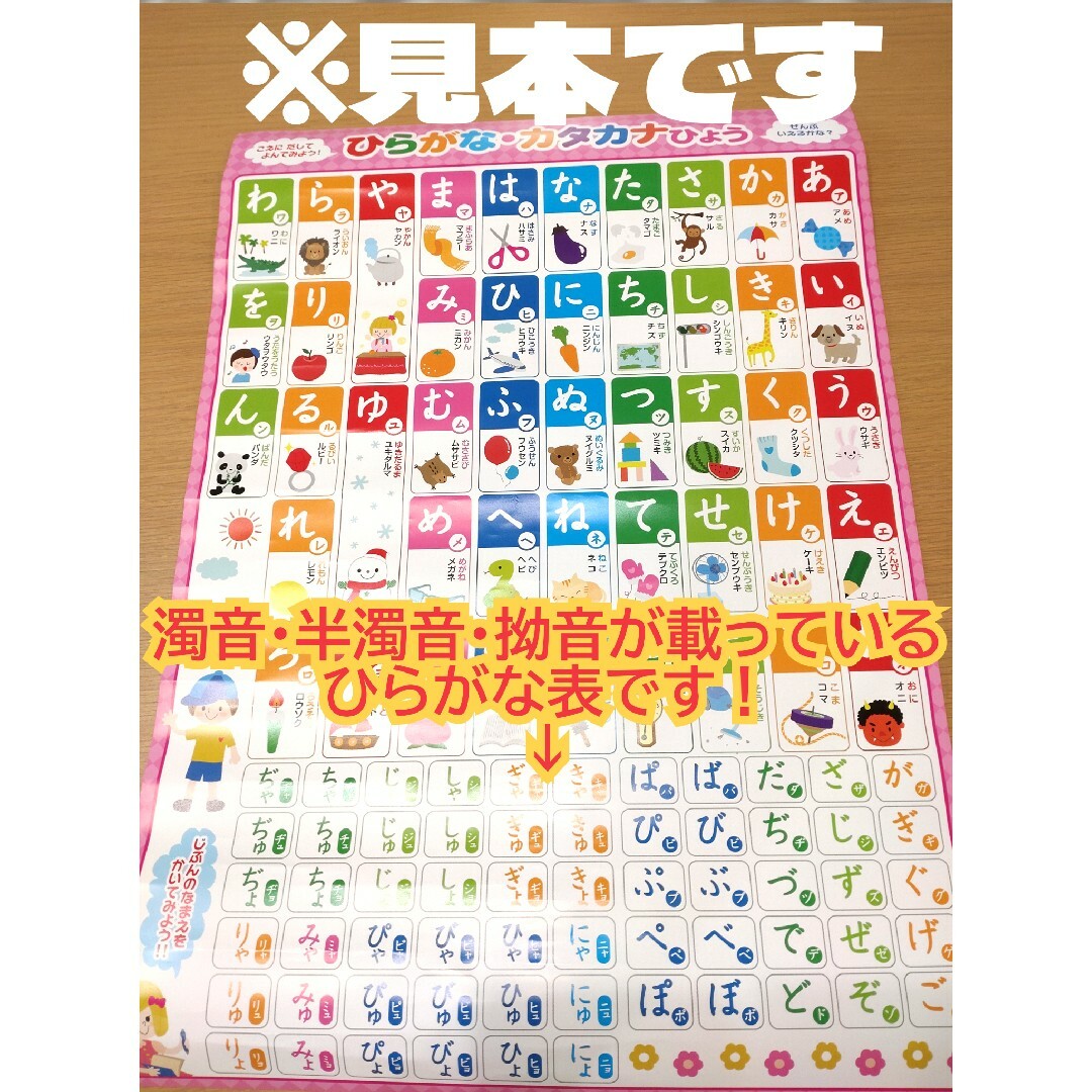 【新品】お風呂ポスター　ひらがな　拗音　濁音　半濁音　カタカナ キッズ/ベビー/マタニティのキッズ/ベビー/マタニティ その他(その他)の商品写真