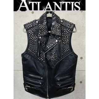 BALMAIN 銀座店 バルマン スタッズ ホースレザー ベスト メンズ size:50 黒 91713(ベスト)