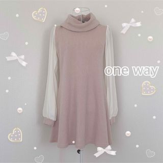 ワンウェイ(one*way)の〔 one way 〕バックリボン ニットワンピース(ひざ丈ワンピース)