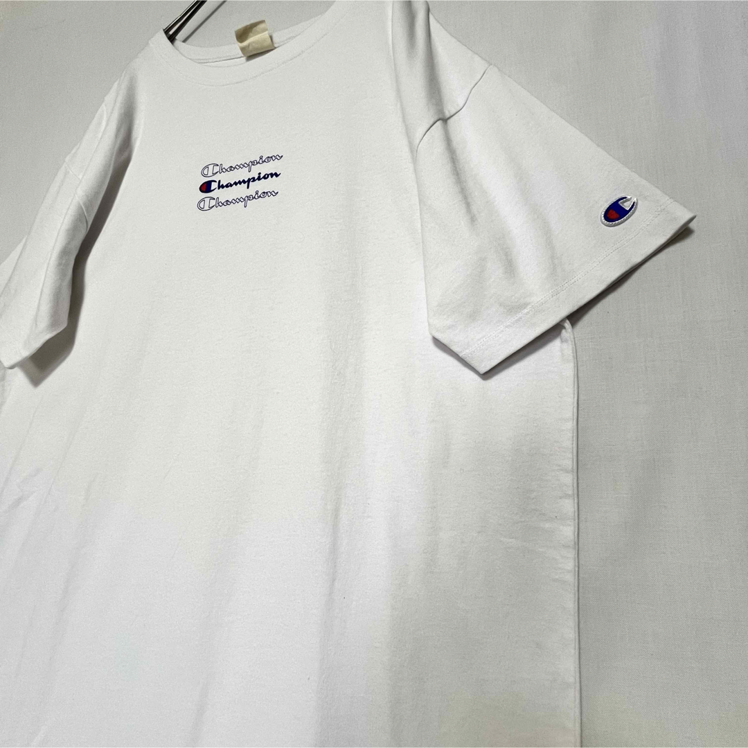 Champion(チャンピオン)のChampion チュニック ワンピース 半袖 ドレス Tシャツ 膝丈 ホワイト レディースのワンピース(ひざ丈ワンピース)の商品写真