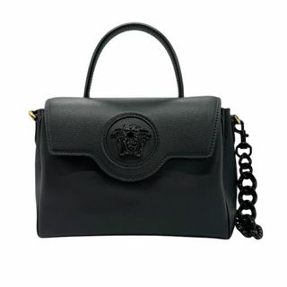 ヴェルサーチ(VERSACE)のヴェルサーチ VERSACE ハンドバッグ ショルダーバッグ メデューサ レザー ブラック レディース 送料無料【中古】 z0697(ハンドバッグ)