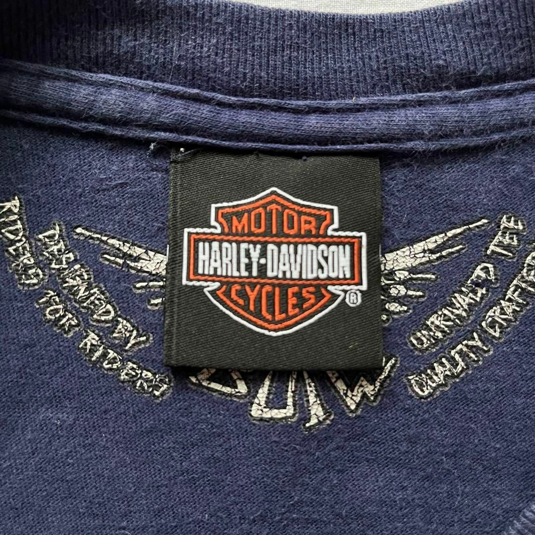 Harley Davidson(ハーレーダビッドソン)のハーレーダビッドソン　Tシャツ　ビッグプリント　古着　XLサイズ　ネイビー メンズのトップス(Tシャツ/カットソー(半袖/袖なし))の商品写真