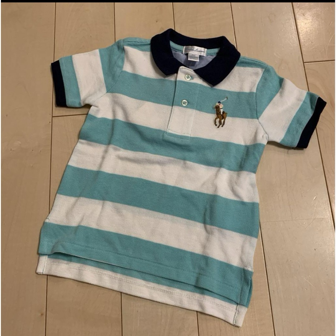 POLO RALPH LAUREN(ポロラルフローレン)の⭐︎新品　ラルフローレン  ボーダー　ポロシャツ　ミント　ポニー　90 キッズ/ベビー/マタニティのキッズ服男の子用(90cm~)(Tシャツ/カットソー)の商品写真