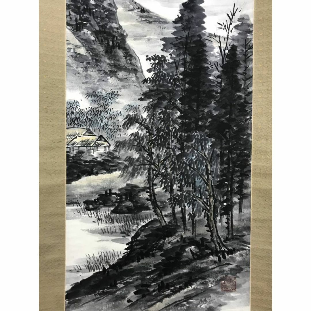 真作/鳥海二楽子/夏山雨後/山水図/掛軸☆宝船☆AD-391の通販 by 真作/鳥海二楽子/夏山雨後/山水図/掛軸☆宝船☆AD-391の通販 by