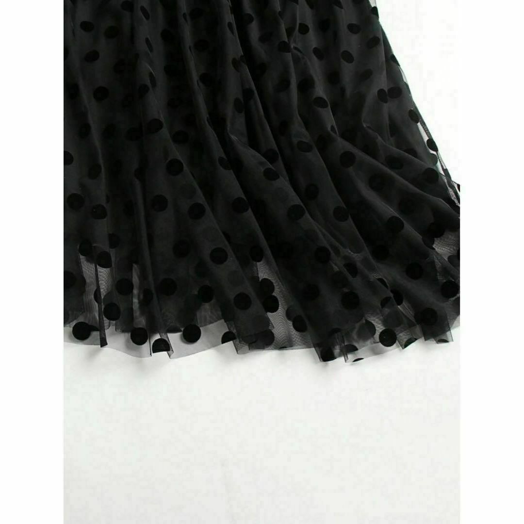 大きいサイズ  スカート  4L レディース  黒 ロング フレア  シフォン レディースのスカート(ひざ丈スカート)の商品写真