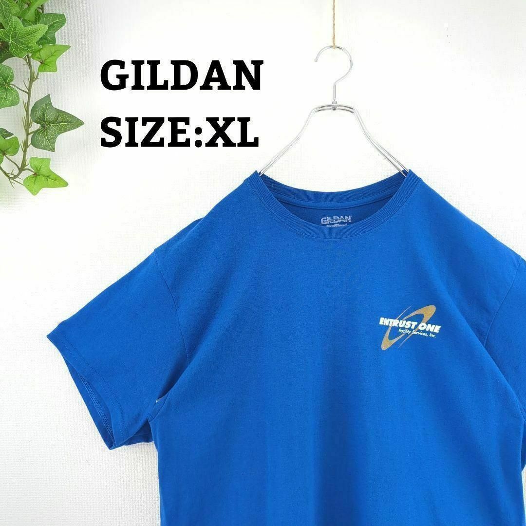 輸入 Tシャツ US古着 XL オーバーサイズ シンプル ブルー 青 半袖 メンズのトップス(Tシャツ/カットソー(半袖/袖なし))の商品写真