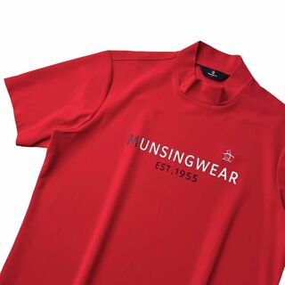 マンシングウェア(Munsingwear)の未使用級 マンシングウェア ドライ 半袖 モックネック シャツ メンズ L 赤(ウエア)
