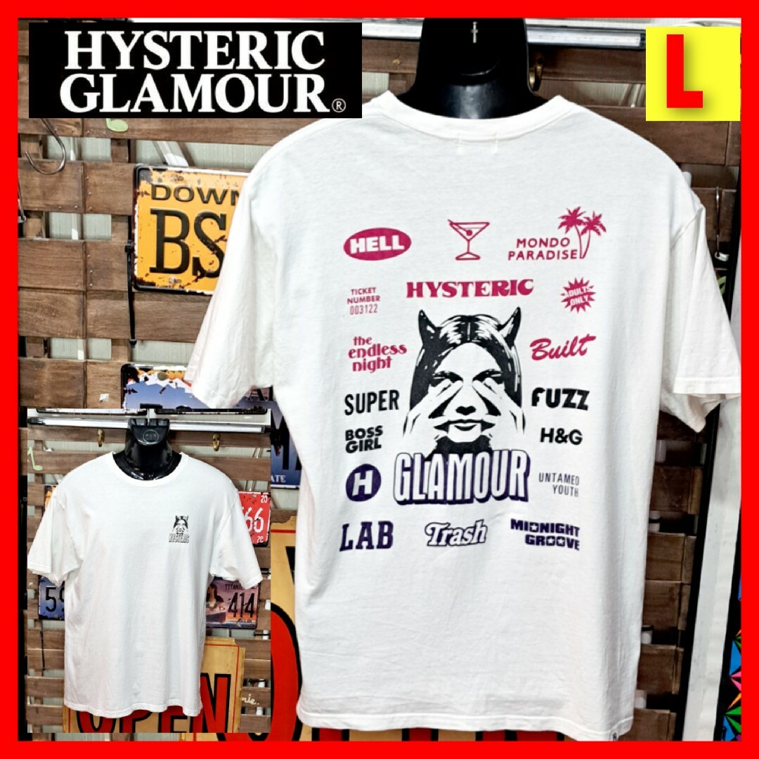 HYSTERIC GLAMOUR(ヒステリックグラマー)の激レア　ヒステリックグラマー　デビルウーマン　半袖Tシャツ　L　ホワイト メンズのトップス(Tシャツ/カットソー(半袖/袖なし))の商品写真