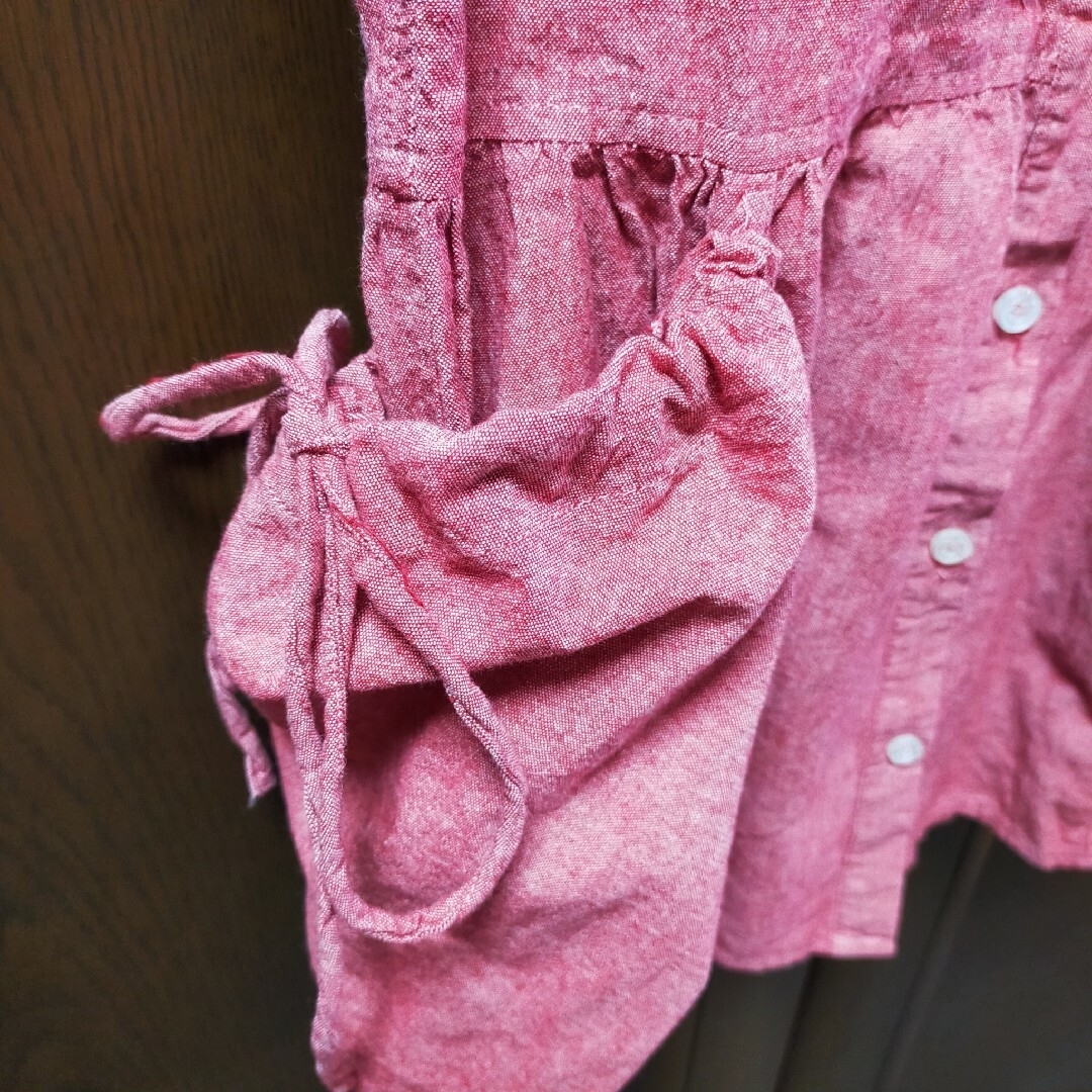半袖シャツワンピース デニムシャツ ロングシャツ ピンク レディースのワンピース(その他)の商品写真
