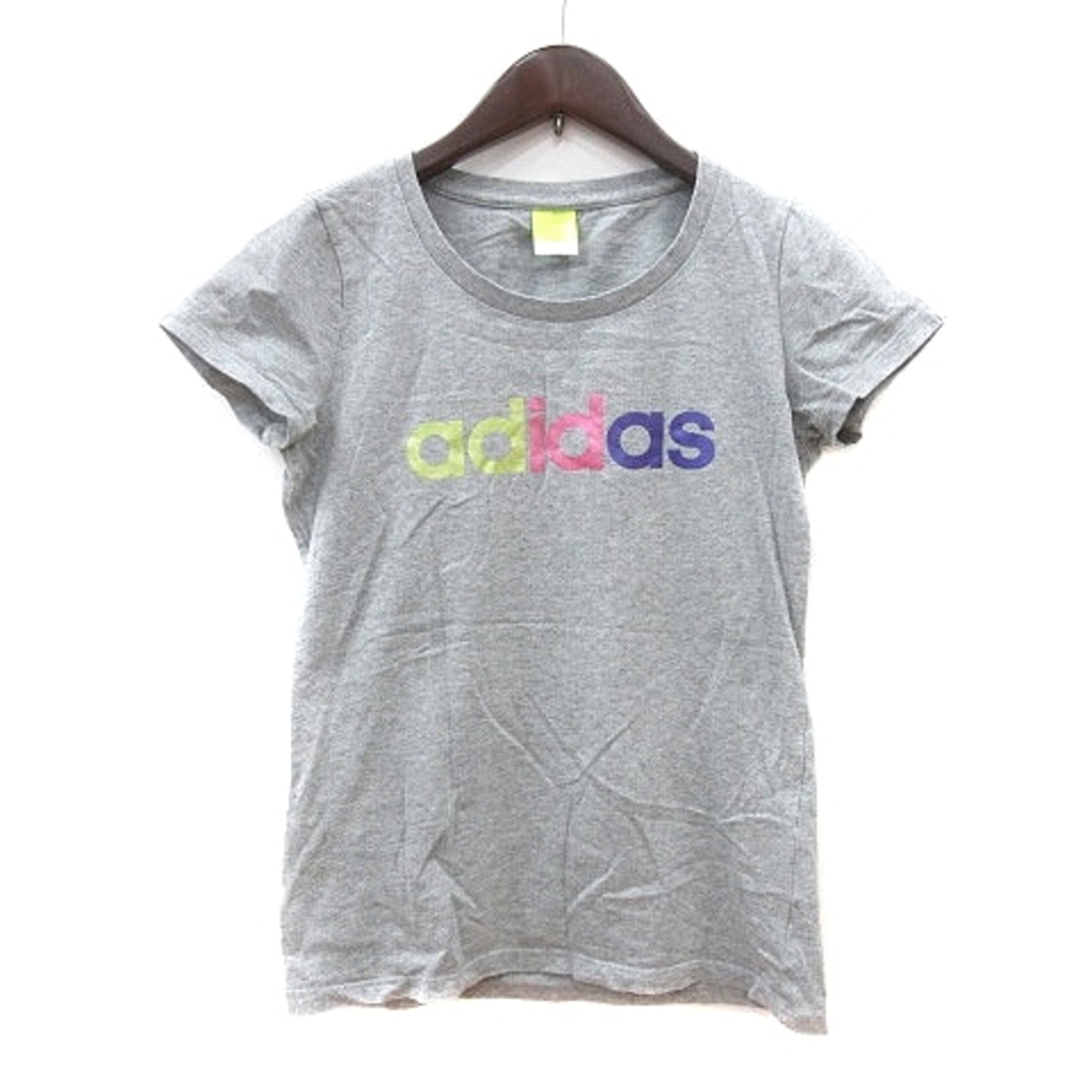 adidas(アディダス)のアディダス カットソー Tシャツ クルーネック プリント 半袖 S グレー レディースのトップス(Tシャツ(半袖/袖なし))の商品写真