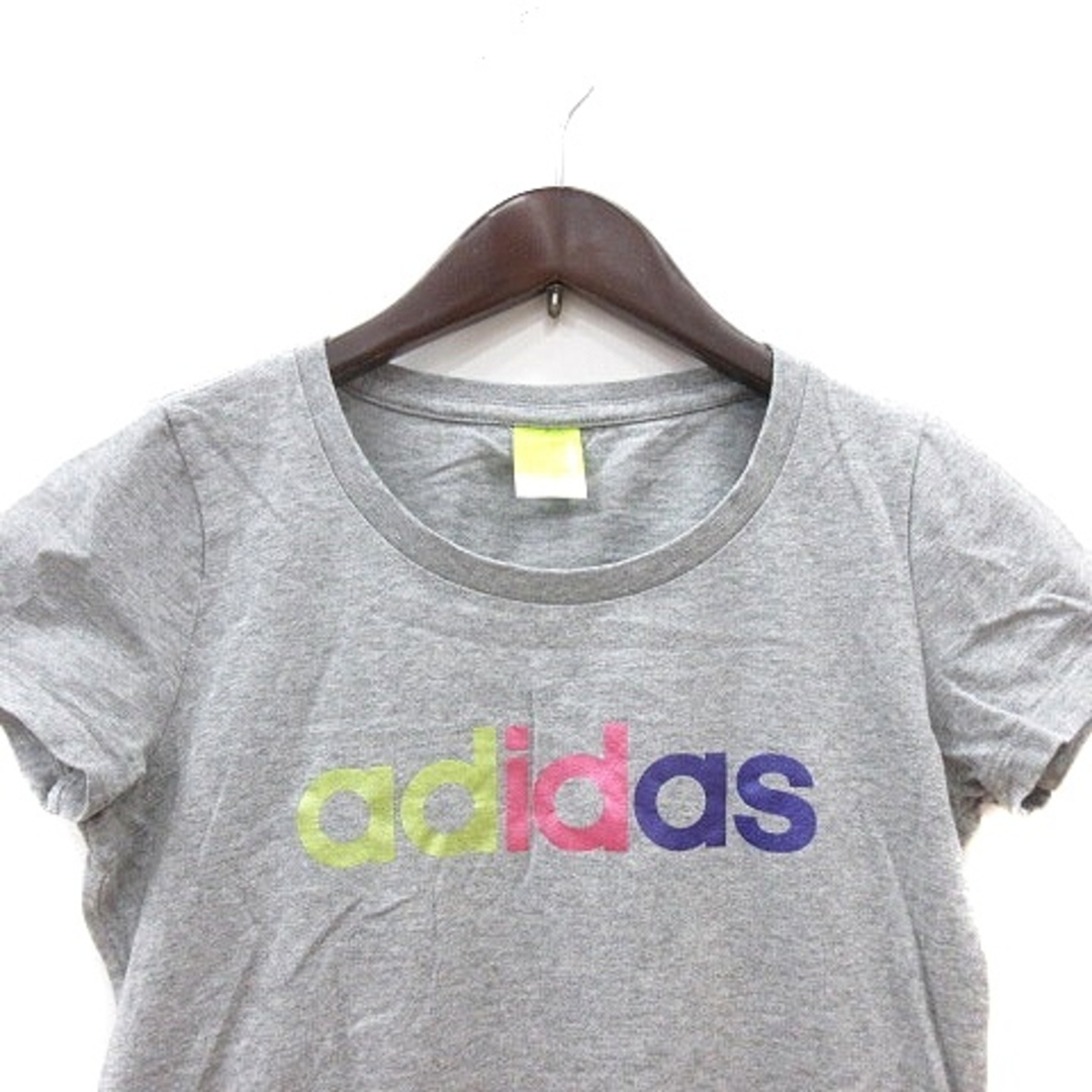 adidas(アディダス)のアディダス カットソー Tシャツ クルーネック プリント 半袖 S グレー レディースのトップス(Tシャツ(半袖/袖なし))の商品写真