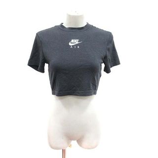 ナイキ(NIKE)のナイキ Tシャツ 半袖 クロップ トップ ラウンドネック ロゴ刺繍 M 黒(Tシャツ(半袖/袖なし))