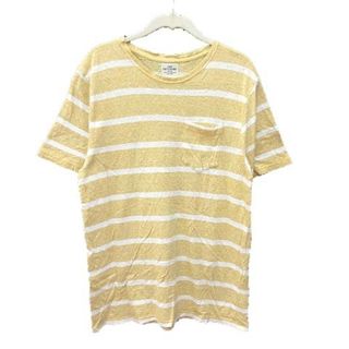 コーエン Tシャツ カットソー 半袖 クルーネック ボーダー リネン L 黃 白