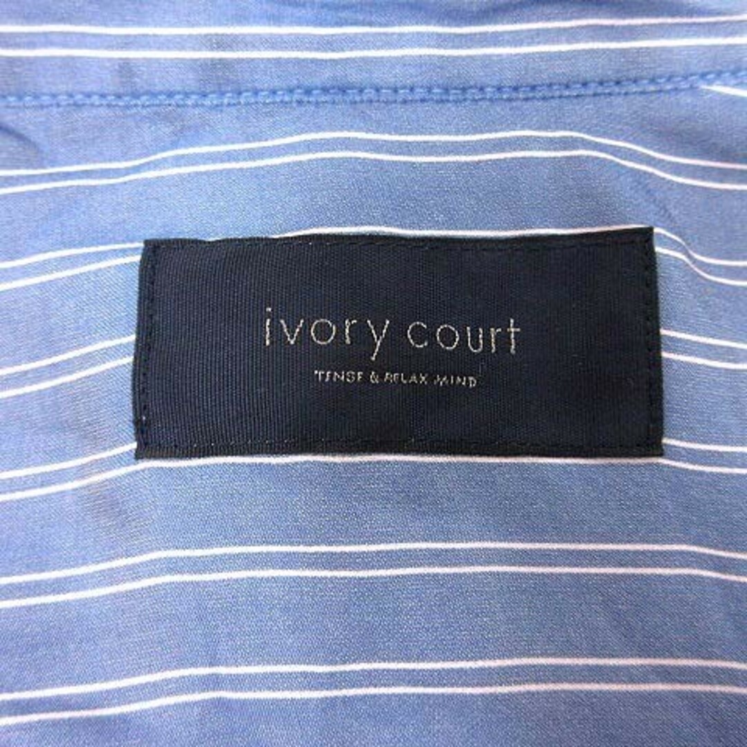ivory court(アイボリーコート)のivory court シャツ ブラウス スキッパーカラー ストライプ 長袖 青 レディースのトップス(シャツ/ブラウス(長袖/七分))の商品写真