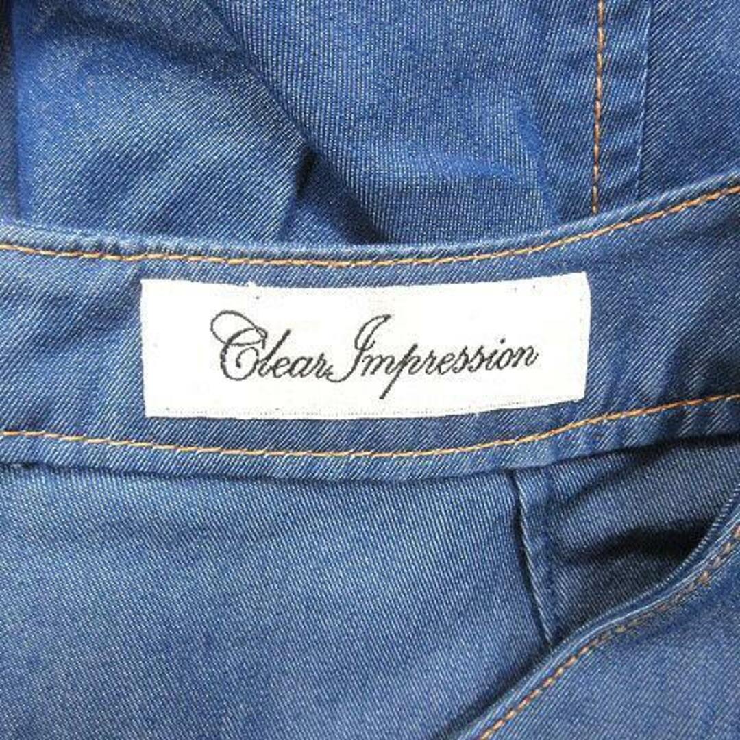 CLEAR IMPRESSION(クリアインプレッション)のクリアインプレッション ワンピース ひざ丈 フレンチスリーブ ウエストマーク 青 レディースのワンピース(ひざ丈ワンピース)の商品写真