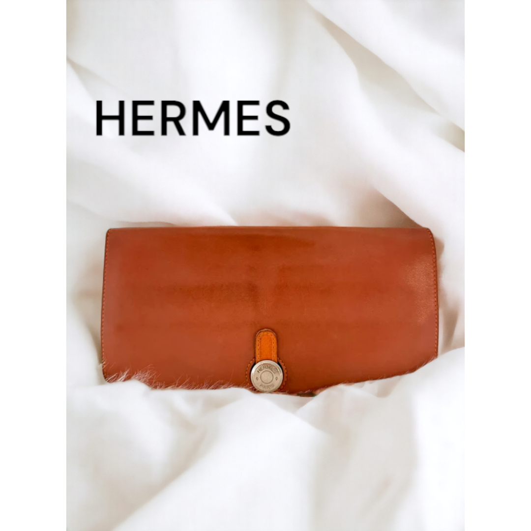 Hermes(エルメス)のHERMES エルメス ドゴンロング 長財布 オレンジ系 レディース 本革 レディースのファッション小物(財布)の商品写真