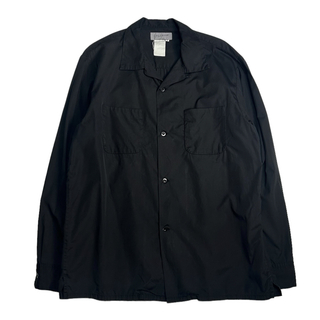 ヨウジヤマモトプールオム(Yohji Yamamoto POUR HOMME)の00's ヨウジヤマモトプールオム コットンブロード オープンカラーシャツ 黒(シャツ)