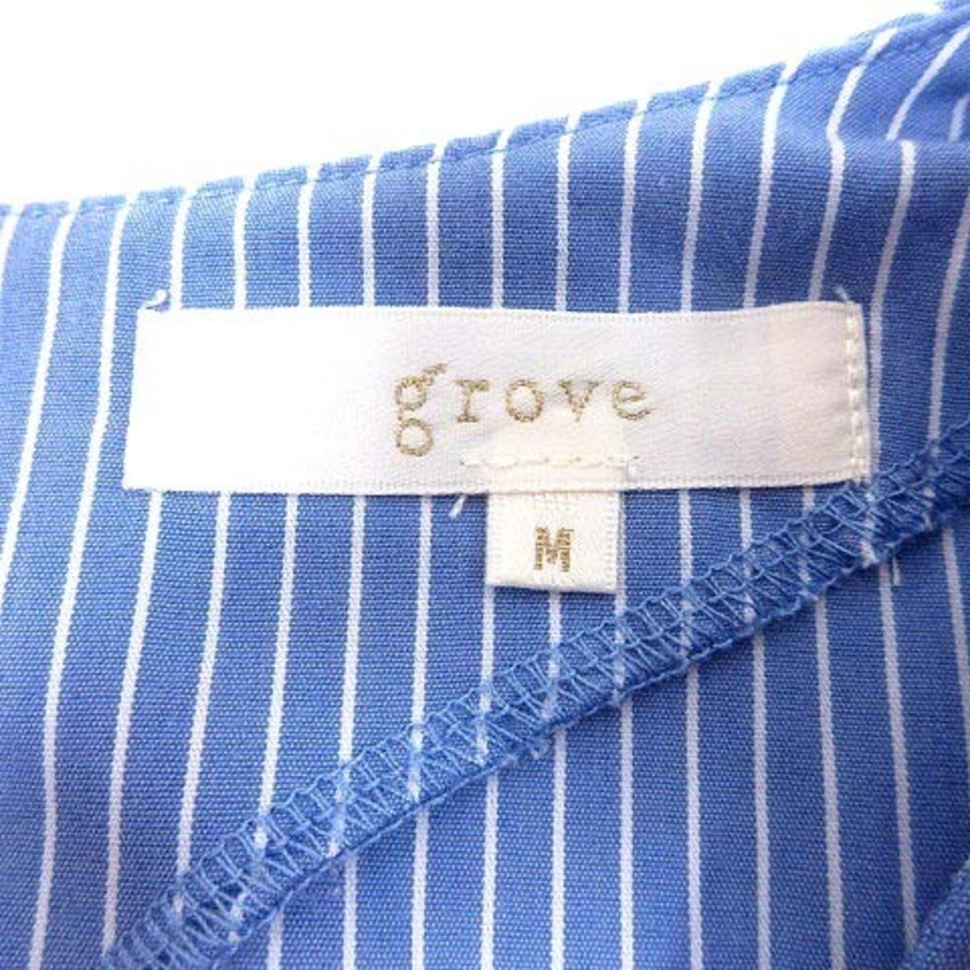 grove(グローブ)のgrove ブラウス パフスリーブ ストライプ 半袖 M 青 ブルー /YK レディースのトップス(シャツ/ブラウス(半袖/袖なし))の商品写真