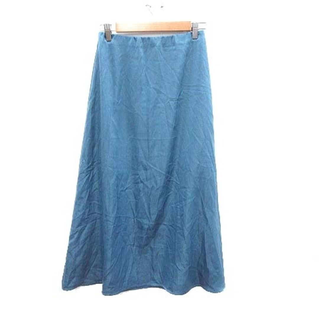 ビームスハート フレアスカート ロング サテン S 青 ブルー レディースのスカート(ロングスカート)の商品写真