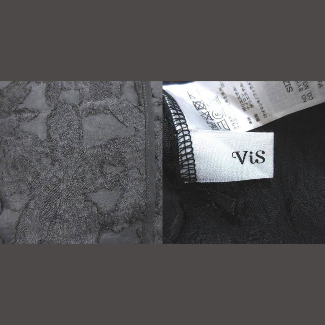 ViS(ヴィス)のビス ブラウス 五分袖 パフスリーブ ジャガード レース調 パイピング F 黒 レディースのトップス(その他)の商品写真
