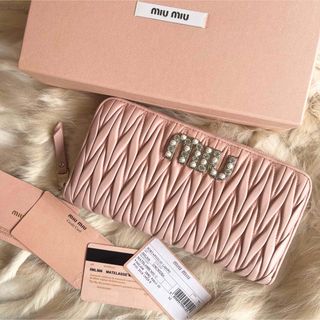 miumiu - MIUMIU 美品 マテラッセ　クリスタルパール長財布　ピンク