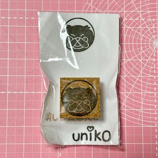 消しゴムはんこ　まん丸わんこ　ペキニーズ黒(その他)