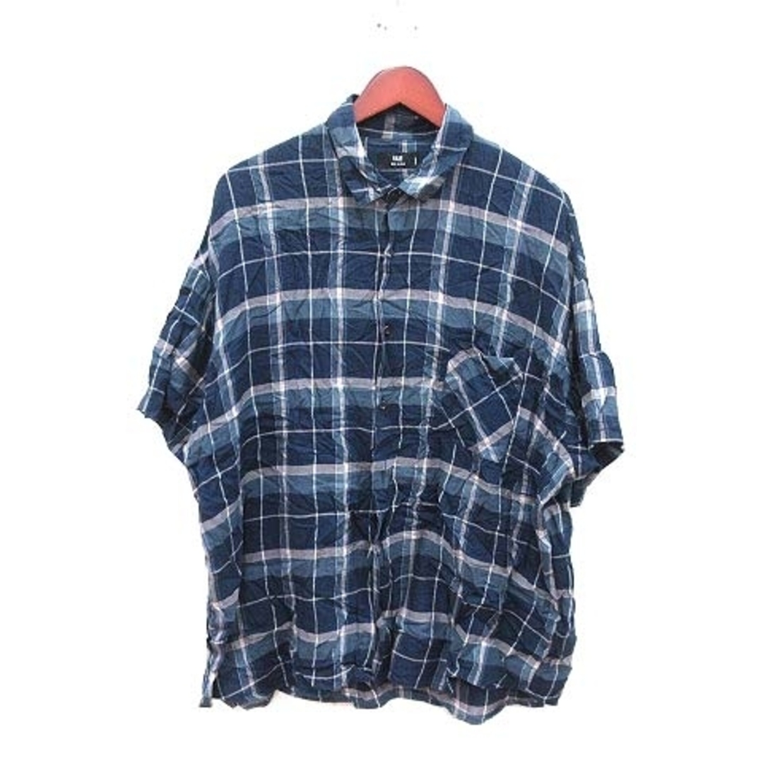 HARE(ハレ)のハレ HARE シャツ 五分袖 チェック S 紺 ネイビー /CT メンズのトップス(シャツ)の商品写真