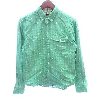 グラニフ(Graniph)のグラニフ graniph ボタンダウンシャツ 刺繍 総柄 長袖 S 緑 グリーン(シャツ)