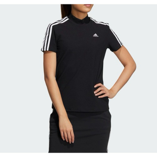 アディダス(adidas)のゴルフシャツ 半袖モックネックシャツ「アディダスゴルフ」Sサイズアッシュブラック(ウエア)