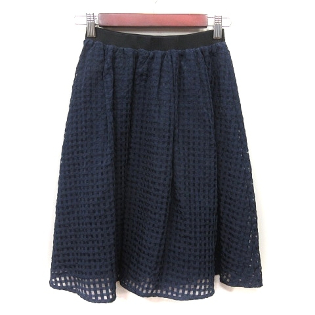 ef-de(エフデ)のエフデ フレアスカート ギャザー ひざ丈 チュール ギンガムチェック 9 紺  レディースのスカート(ひざ丈スカート)の商品写真