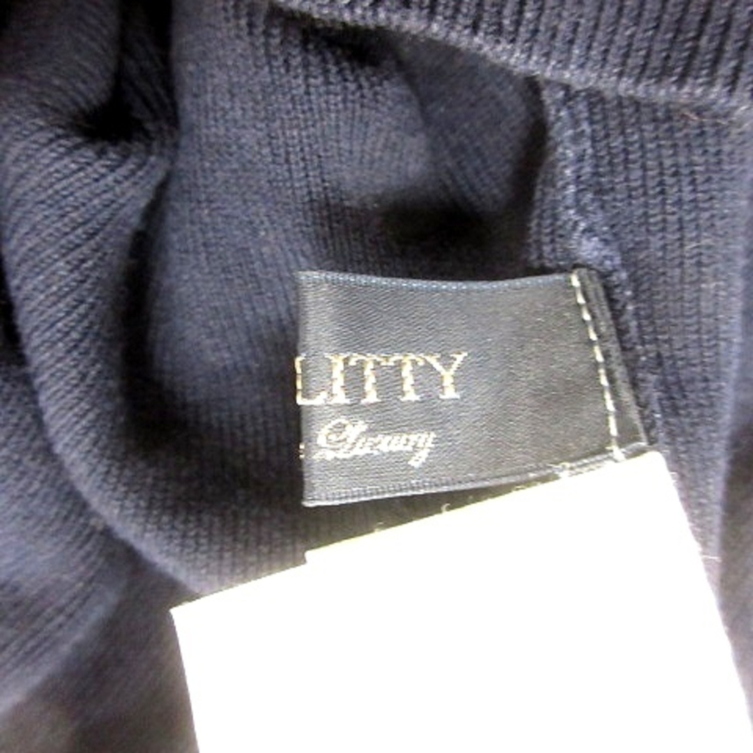 JUSGLITTY(ジャスグリッティー)のジャスグリッティー ニット カットソー Vネック レース ノースリーブ 2 紺 レディースのトップス(ニット/セーター)の商品写真
