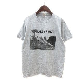 ハンテン カットソー Tシャツ クルーネック 総柄 半袖 M グレー(Tシャツ/カットソー(半袖/袖なし))