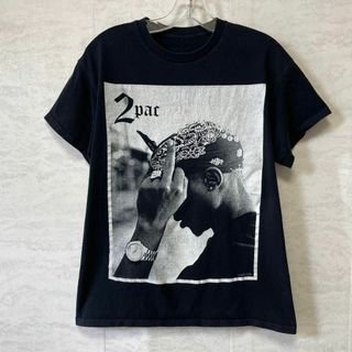 ミュージックティー(MUSIC TEE)の2PAC　ツーパック　サイズＭ　半袖Ｔシャツ　黒ブラック　コットンシャツ　古着(Tシャツ/カットソー(半袖/袖なし))