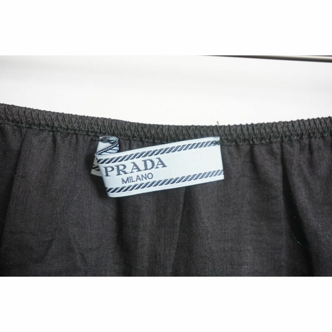 PRADA(プラダ)の美品 正規 PRADA プラダ レース トリム スカート 黒1226N▲ レディースのスカート(ひざ丈スカート)の商品写真