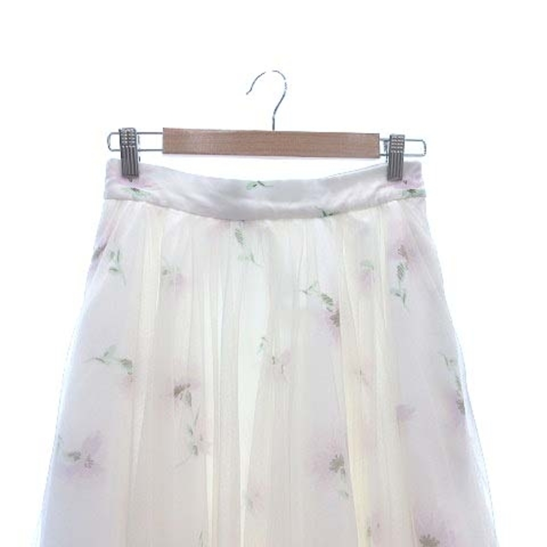 dazzlin(ダズリン)のdazzlin チュールスカート フレア ミモレ ロング 花柄 M 白 ホワイト レディースのスカート(ロングスカート)の商品写真