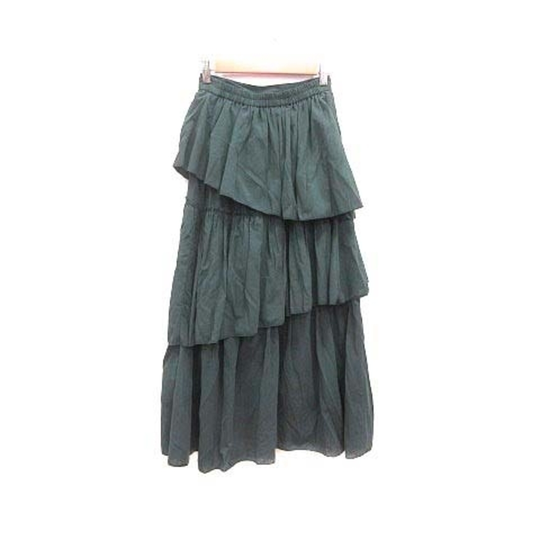 mystic(ミスティック)のmystic フレアスカート ロング ティアード F 緑 ダークグリーン /YK レディースのスカート(ロングスカート)の商品写真