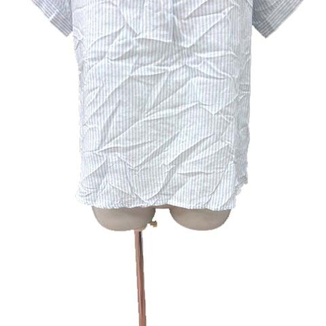 DRESKIP(ドレスキップ)のDRESKIP ブラウス シャツ 装飾 ストライプ 半袖 M 水色 ライトブルー レディースのトップス(シャツ/ブラウス(半袖/袖なし))の商品写真