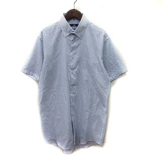 ミズノ(MIZUNO)のミズノ ドレスシャツ ワイシャツ ボタンダウン ストライプ 半袖 紺 白 (シャツ)
