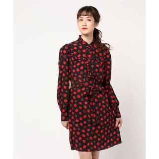 ケイトスペードニューヨーク(kate spade new york)のKate spade ポピー　フリルネックシルクワンピース(ひざ丈ワンピース)