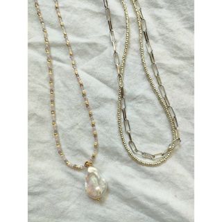 トゥデイフル(TODAYFUL)のPinkborder✕pearlネックレス(ネックレス)