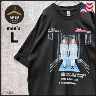 アメリカ古着Tシャツ半袖メンズLサイズブラック黒USA プリントヴィンテージ(Tシャツ/カットソー(半袖/袖なし))