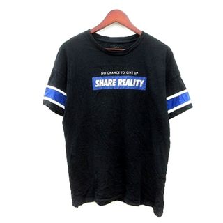 ザラ(ZARA)のザラ ZARA カットソー Tシャツ クルーネック プリント 半袖 S 黒(Tシャツ/カットソー(半袖/袖なし))