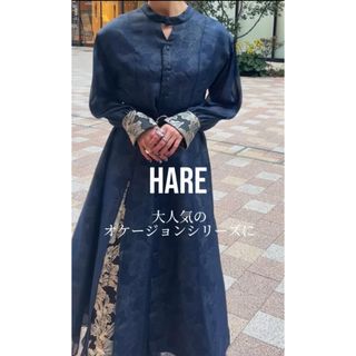 ハレ(HARE)の完売 HARE 2WAYシアーレイヤードジャガードワンピース ネイビー(ロングワンピース/マキシワンピース)