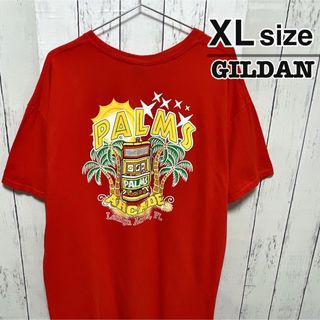 ギルタン(GILDAN)のUSA古着　GILDAN　Tシャツ　XL　レッド　プリント　スロット　コットン(Tシャツ/カットソー(半袖/袖なし))