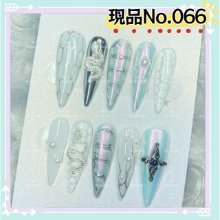 現品No.066S推しネイルチップパンクつけ爪ギャル十字架ロング蛇シルバー痛(つけ爪/ネイルチップ)