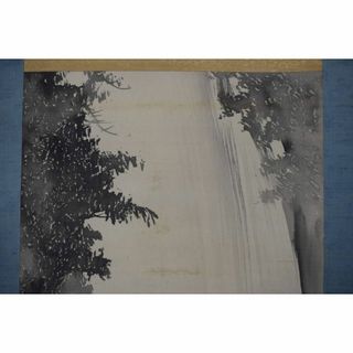 真作/鈴木松年/瀑布図/滝之図/山水/掛軸☆宝船☆Z-208(絵画/タペストリー)