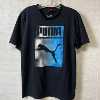 プーマ(PUMA)のプーマ　PUMA　サイズＭ　黒ブラック　背面刺繍ロゴ　半袖Tシャツ　メンズ古着(Tシャツ/カットソー(半袖/袖なし))